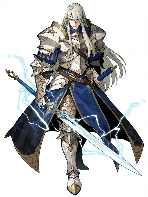 Iulius sol Venitas in armatura bianca e blu