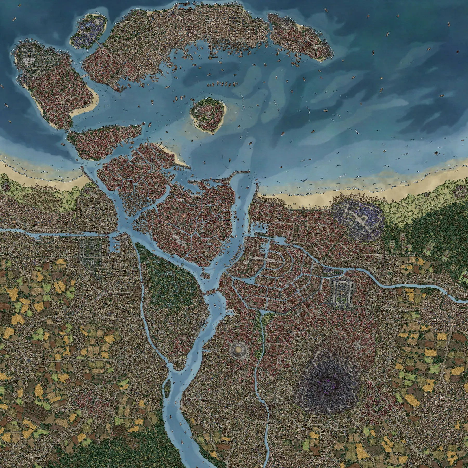 Mappa di Arkanum e della sua costa